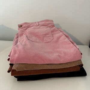 Lot of 4 LOFT Palmer Wide Leg Corduroy Pants: Pink, Khaki, Brown, Black, size 14
